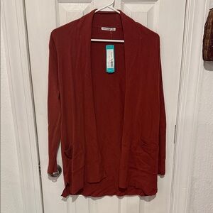 Pink Clover Rust Open Front Cardigan